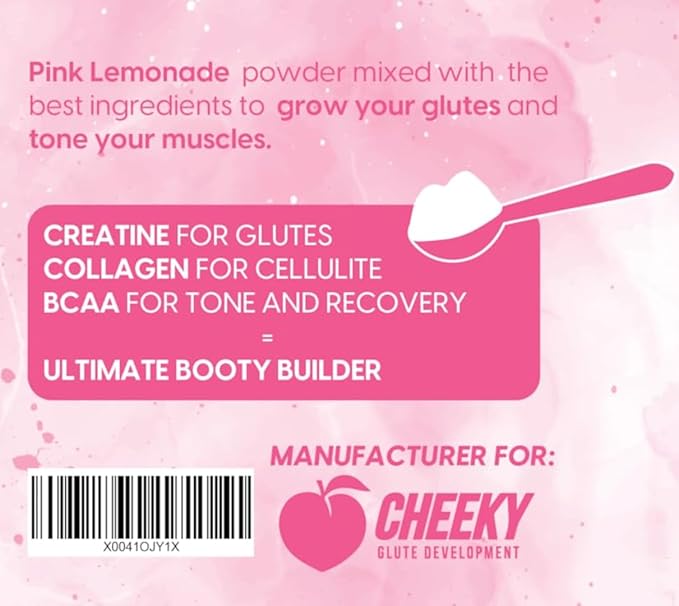 Booty Pump Formula - Pink Lemonade Creatine Blend for Women BCAAs &amp Collagen Muscle Gain &amp Booty Growth Enhancer Grit-Free Formula Creatina Para Mujeres Queratina Para Musculos
