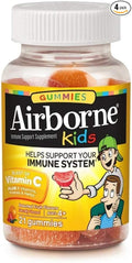 Airborne 500mg Vitamin C Immune Support Zinc Gummies for Kids Assorted Fruit Flavor Gluten Free Crafted Blend with Powerful Antioxidants Vitamins C &amp E 21 Gummies (4 Pack)