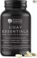 Whole Food Daily Essential Multivitamins for Adults and Seniors - 2X a Day - Vitamin A C D E B12 and Minerals - Natural and Holistic Support (60 Capsules)