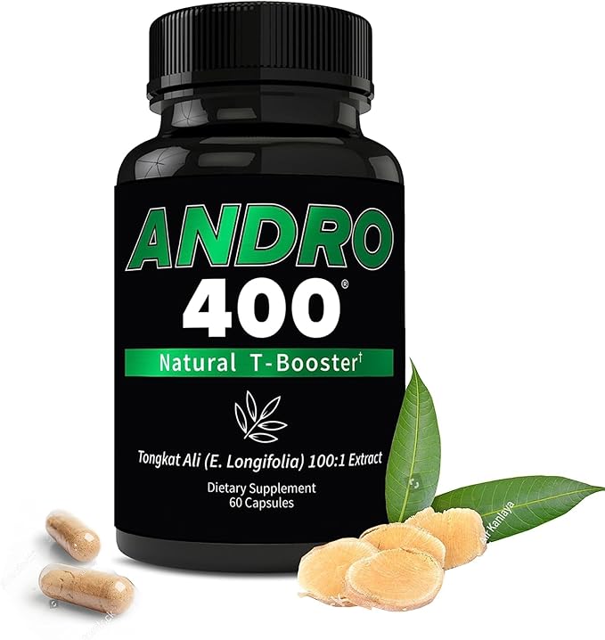 Andro400 Natural T Booster Supplements for Men – Traditional Tongkat Ali (Eurycoma Longifolia) 100:1 Extract – Herbal Formula for Energy Stamina &amp Metabolic Support – 1 Pack 60 Capsules