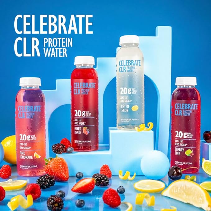 Celebrate Vitamins CLR Whey Isolate Protein Water Cherry Lime – 20g Ready-to-Drink Protein for Post-Bariatric Surgery Patients – Gluten-Free Sugar-Free Hydrating Refreshing Protein Beverage 12 Pack
