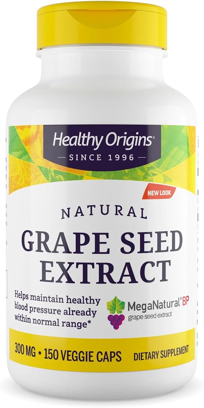 Healthy Origins Grape Seed Extract 300 mg (MegaNatural BP Non-GMO California-Grown Gluten Free Supports Healthy Blood Pressure) 150 Veggie Caps