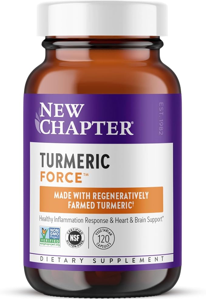 New Chapter Turmeric Supplement One Daily Heart Brain &amp Healthy Inflammation Support Supercritical Turmeric Curcumin Means No Black Pepper Needed Non-GMO Gluten Free – 120 Count (4 Month Sup