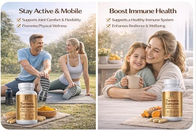 Turmeric Curcumin 2600mg Supplement — 95% Curcuminoids with Black Pepper Extract — High Absorption — Joint Mobility &amp Vitality Support — Vegan Capsules