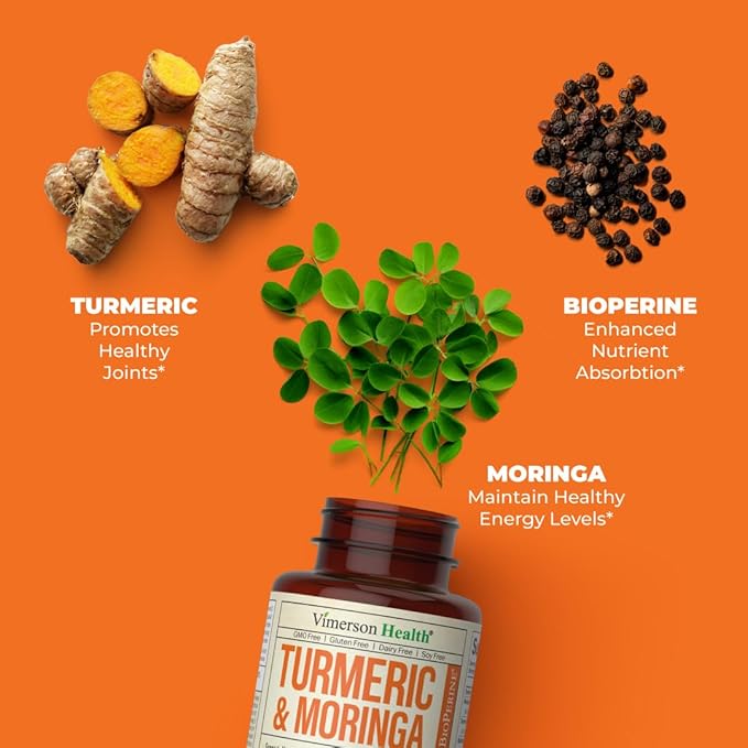 Vimerson Health Women’s Multivitamin &amp Turmeric Moringa Supplement for Immune Support Energy Mood Hair Skin Nails Joints and Digestion.
