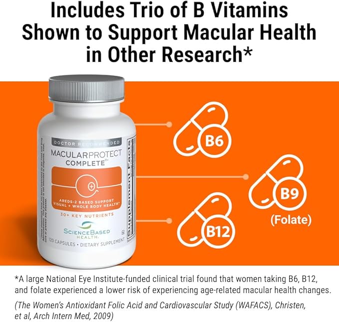 ScienceBased Health MacularProtect Complete – AREDS 2 Eye Health Supplement &amp Daily Multivitamin – 30+ Nutrients with Lutein &amp Zeaxanthin – Supports Vision &amp Whole Body Health – 120 Capsul