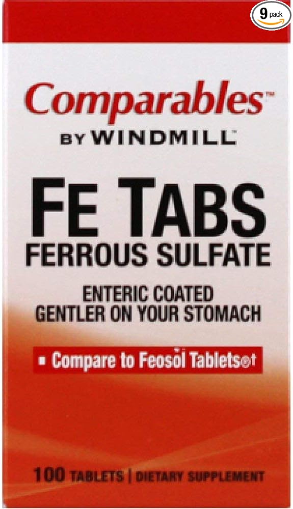 Comparables By Windmill Fe Tabs Ferrous Sulfate Tablets 100 Tablets (Pack of 9)