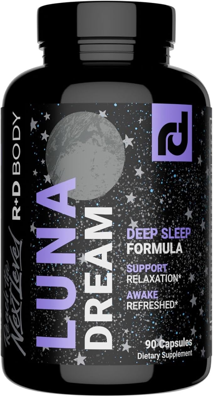 Luna Dream Natural Sleep Supplement for Relaxation &amp Restful Sleep (90 Capsules) - Natural Sleep Aid with Valerian Root Ashwagandha Magnesium L-Tryptophan Lemon Balm &amp More - Melatonin Fr