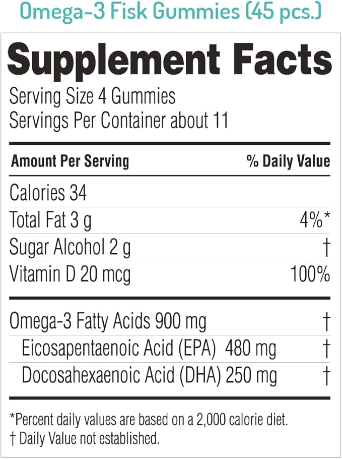 NORSAN Fisk Premium Omega-3 Kids Gummies 45pcs – High Dose 900mg Omega-3 per Serving | Easy to Consume and Without Unpleasant Regurgitation | No Added Sugar | Supports Heart Brain &amp Vision*