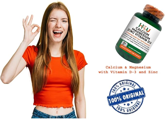 H4U Calcium Magnesium Zinc D3 | 120 Softgels Supplement | Calcium Magnesium Zinc Vitamin D3 | Non-GMO | Gluten-Free | Made in The USA