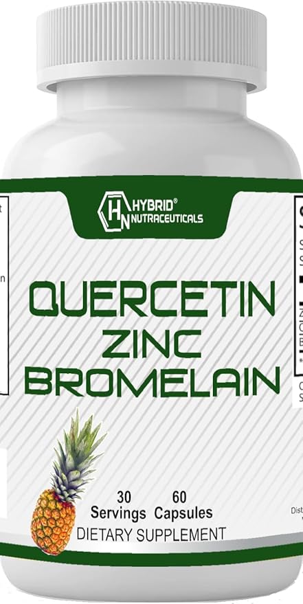 Hybrid Nutraceuticals Zinc Quercetin and Bromelain Capsules - Immune Support Joint Support Antioxidant