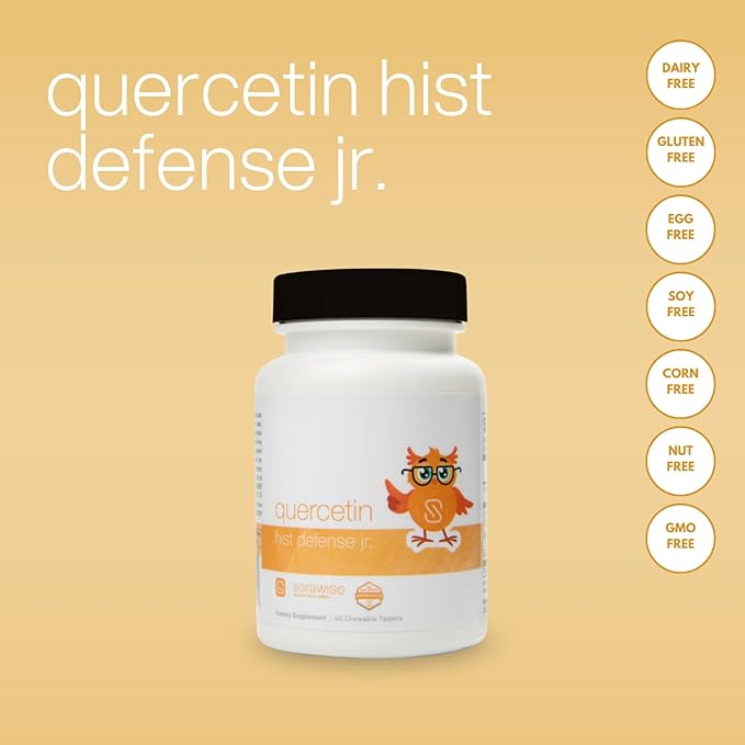 Quercetin Hist Defense Jr. By Dr. Ana Maria Temple | Natural Seasonal Support for Kids | With Quercetin Stinging Nettle Bromelain NAC and Vitamin C | 60 Chewable Tablets