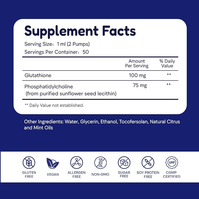 Liposomal Glutathione - Liquid Glutathione Supplement for Immune Support Liver Detox &amp Healthy Aging - Antioxidant Defense - Superior Absorption1.7 fl oz