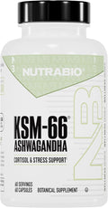 NutraBio Ashwagandha KSM-66 | Ashwagandha Herbal Supplement for Stress Mood &amp Performance | 600 MG of Clinically Studied KSM66 60 Capsules