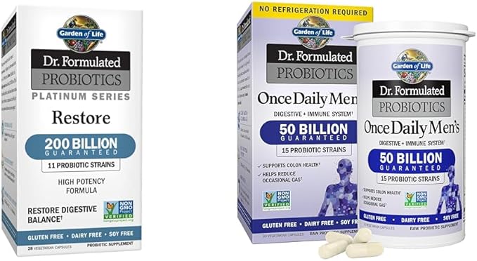 Garden of Life Dr. Formulated Probiotics Platinum Restore 200 Billion &amp Probiotics for Men 50 Billion CFU