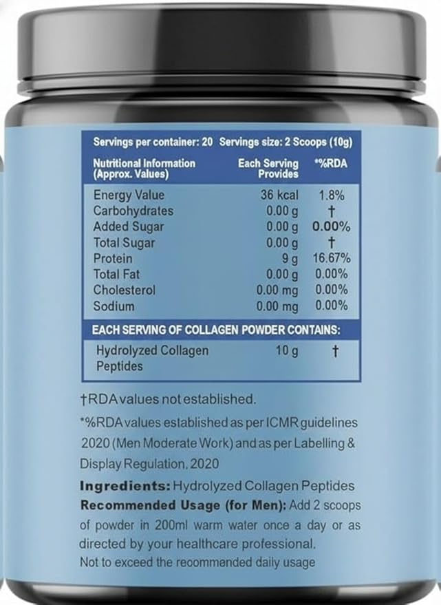 Collagen Supplements | Hydrolyzed Collagen Powder for Women &amp Men | Peptides Powder - Unflavored - Collagen Supplements for Skin &amp Hair - 200g