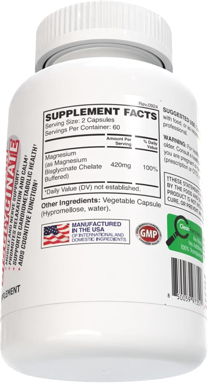 Apollon Nutrition Magnesium Bisglycinate – High-Absorption Complex | 420 mg | Muscle &amp Recovery Support | 60 Servings