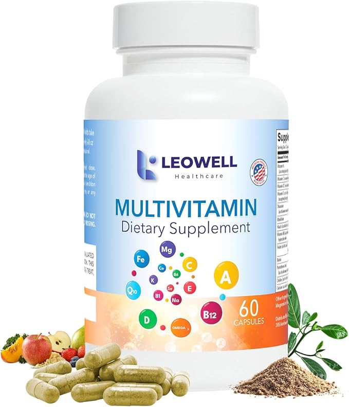 Leowell Multivitamin for Men &amp Women – Daily Vitamin &amp Mineral Complex with Vitamin A C D E B-Complex Zinc Iron &amp Magnesium – Immune &amp Energy Support – 60 Capsules – Multivitamin