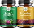 Bundle of Milk Thistle Liver Support Supplement and L Lysine 1000mg Nutritional Supplements - Herbal Liver Supplement with Silymarin Milk Thistle - L-lysine Essential Amino Acids Supplement
