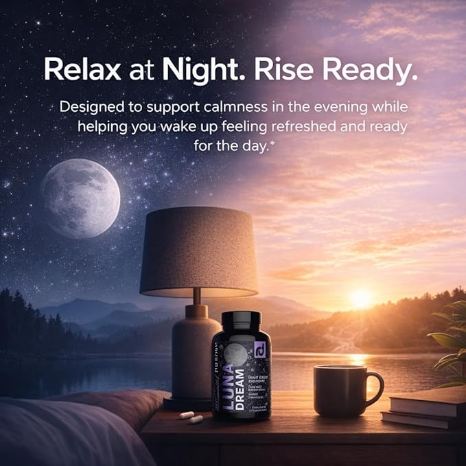 Luna Dream Natural Sleep Supplement for Relaxation &amp Restful Sleep (90 Capsules) - Natural Sleep Aid with Valerian Root Ashwagandha Magnesium L-Tryptophan Lemon Balm &amp More - Melatonin Fr