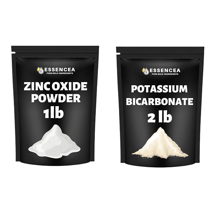 Zinc Oxide Powder 1 lb + Potassium Bicarbonate 2 lb – Non-Nano High Purity Multi-Purpose Grade – Resealable Bags | Value Combo Pack