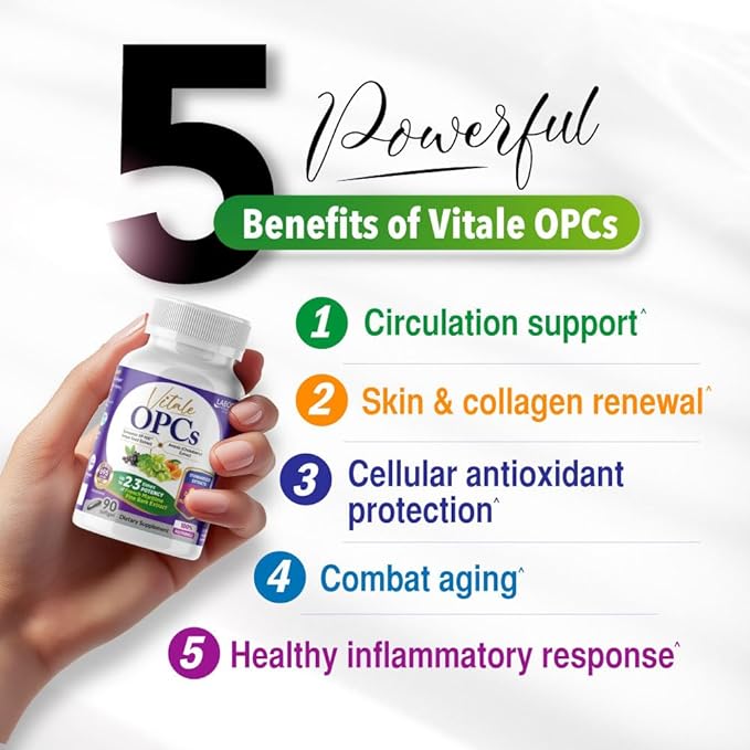 LABO Nutrition Vitale OPCs | Premium European Grape Seed Extract with Aronia Citrus Bioflavonoids | Supports Circulation Skin Health and Cellular Protection | 100% polyphenols 90 Softgels