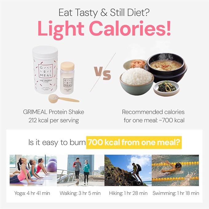 GRIMEAL Meal Replacement Shake ㅣ 12 Flavors for Daily Nutrition ㅣ High Protein Low Sugar Formula ㅣ Plant &amp Whey Protein Blend ㅣ Includes 11 Vitamins &amp Minerals ㅣ Sweet Potato 750g Powder