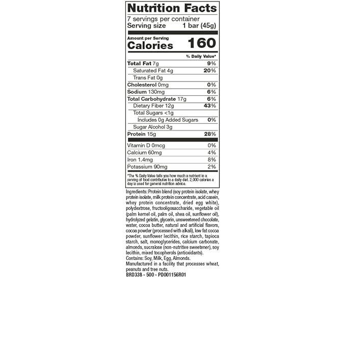 PROTIFIT - Low Calorie Chocolate Crisp Protein Bar 2 Pack High Protein 15g Protein Low Carb Low Sugar Ideal Protein Compatible 7 Servings Per Box (2 Pack)