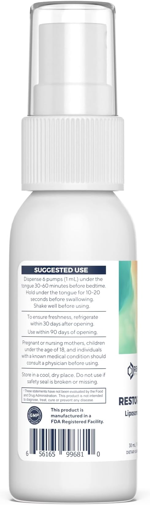 Renue By Science Restore PM | Liposomal Melatonin GABA Supplement Spray | 30ml Spray with Melatonin Glutathione &amp GABA 10mg - Sleep Aid Melatonin | Non-GMO | Made in The USA &amp Third Party Test