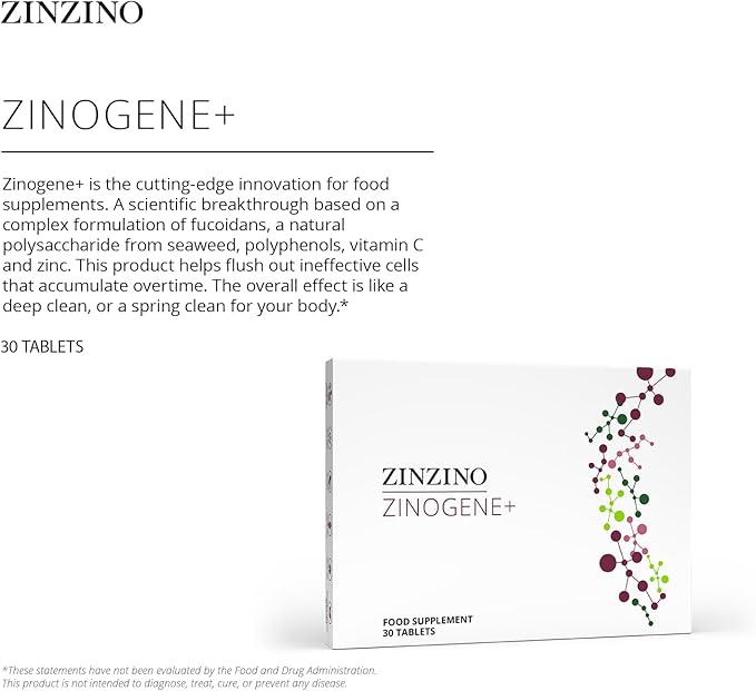 ZinoGene+ - Deep Cleanse Supplement with Fucoidans Polyphenols Vitamin C &amp Zinc - Supports Revitalized Health - 30 Tablets