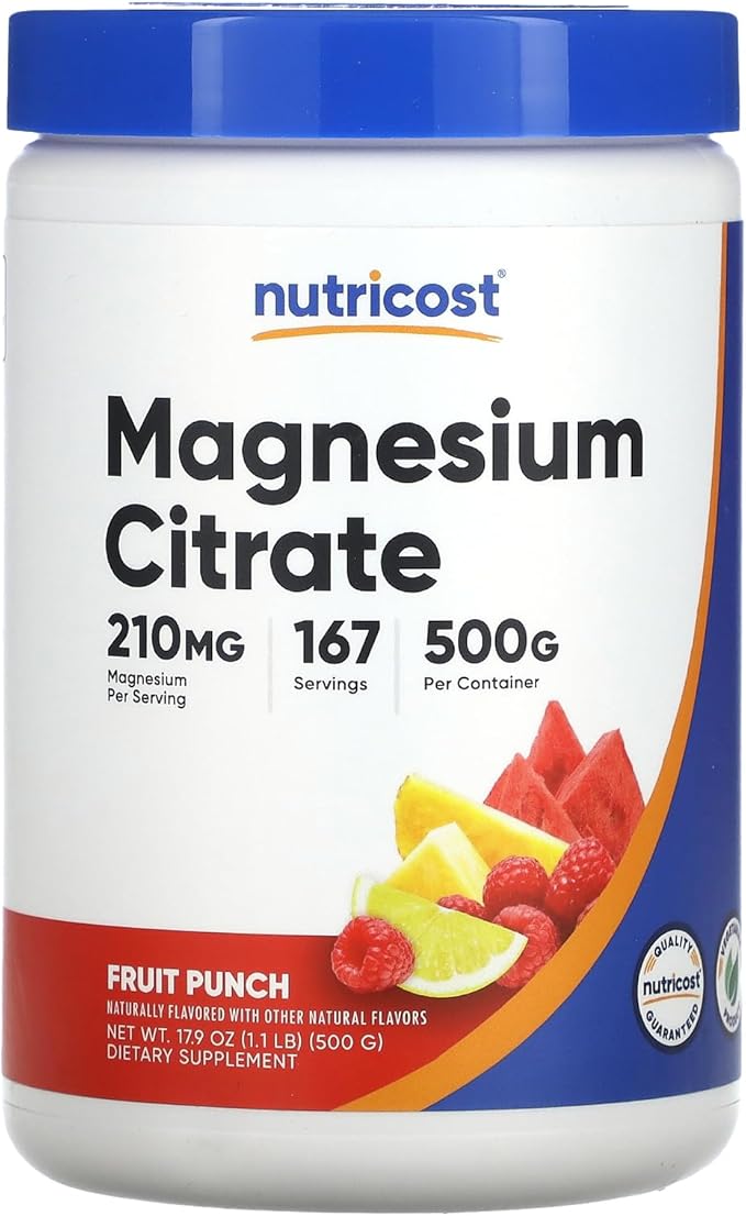 Nutricost Magnesium Citrate Powder (Fruit Punch 500 Gram)