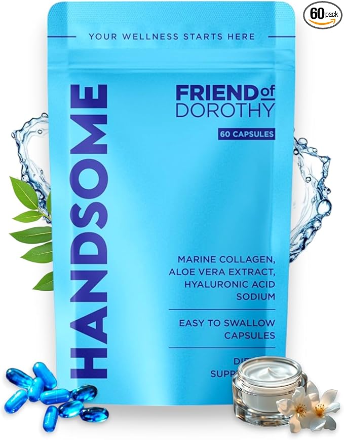 Handsome Marine Collagen Tablets Enhanced with Aloe Vera Hydrolyzed Collagen Supplements for Men 60 Capsules per Pouch