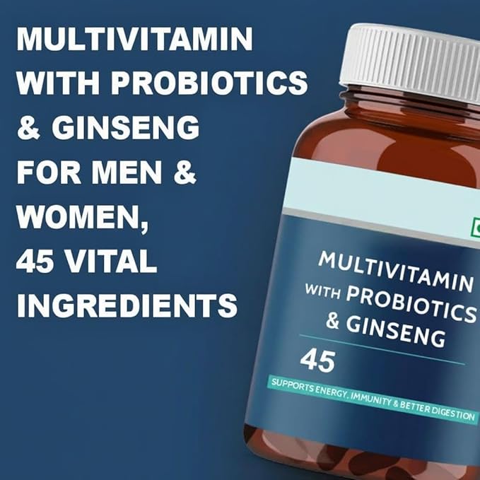 Multivitamin Tablets for Men &amp Women with Probiotics &amp Ginseng | Multivitamin Supplement with 45 Ingredients (60 Tablets)