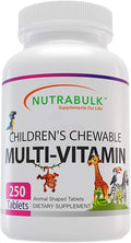 NutraBulk Children’s Chewable Multi-Vitamins - Promoting Kids' Overall Development - USA-Made May Help to Support Immune Bone Brain &amp Overall Well Being- Vegan &amp Gluten Free - 250 Cherry Ta