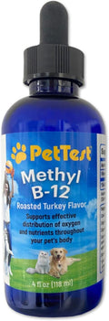 PetTest Methyl B12 Vitamin Liquid Drops 4fl oz (5000 MCG) Supplement with Methylcobalamin for Diabetic Pets Maximum Absorption to Increase Energy for Dogs and Cats
