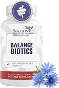 Balance Biotics - Raw Probiotics for Women &amp Men - Supports Digestive &amp Gut Health - with Chicory Root Jerusalem Artichokes &amp Probiotic Blend - Vegan Non-GMO - 60 Capsules