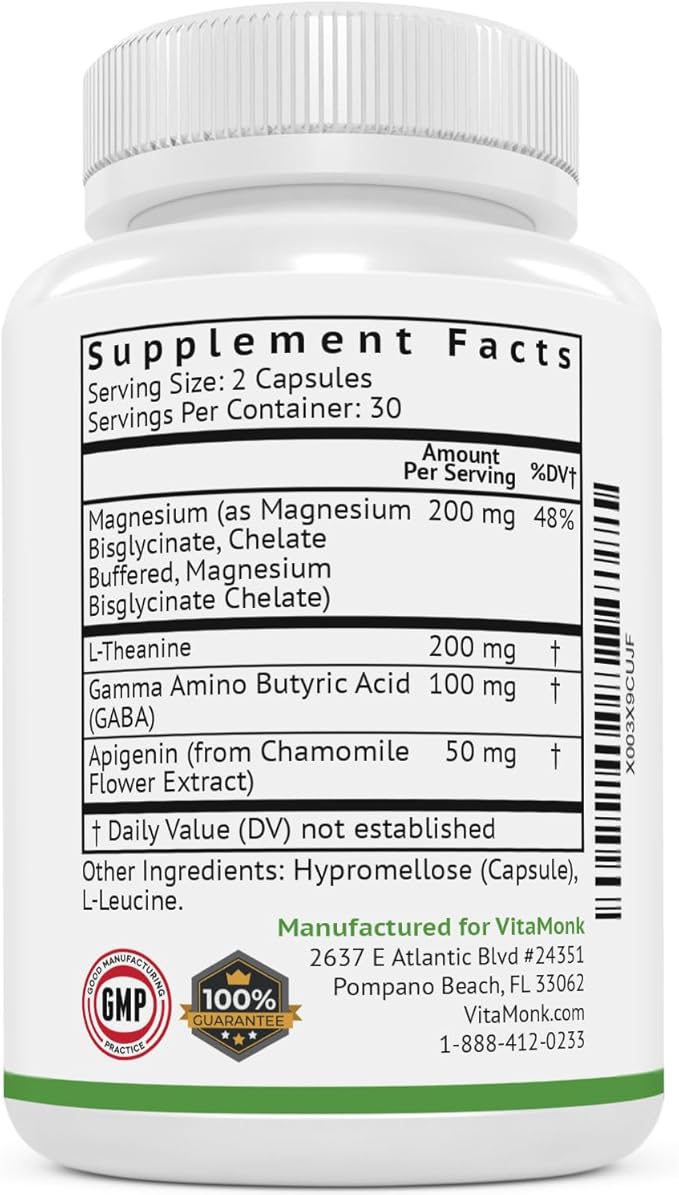 VitaMonk Melatonin Free Sleep Aid With Magnesium GABA Theanine and Apigenin - Natural Sleep Aid Without Melatonin Natural Sleep Aids for Adults Sleeping Pills for Adults Sleeping Aids for Adults