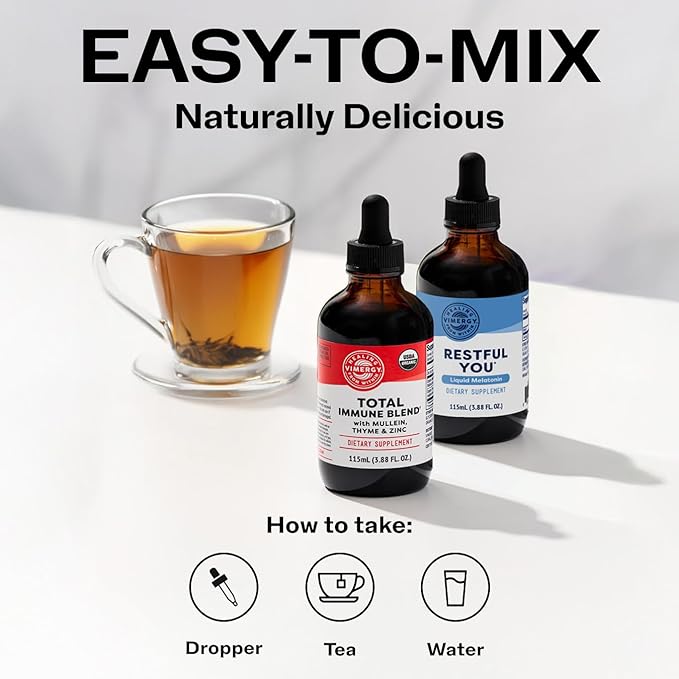 Vimergy Nighttime Fortifier Kit* - 2500 mcg Zinc 5000 mcg Melatonin 130mg Mullein Extract 70 mg Thyme Extract. Repairs rebuilds &amp renews Immune Cells During Sleep. Vegan Gluten-Free Kosher