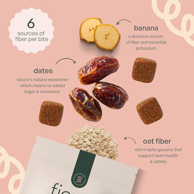 Fiber Bites - 5g Daily Fiber Supplement - Supports Regularity Digestion and Gut Health - All Natural Ingredients 30 Servings Banana Cinnamon Flavor