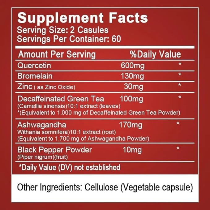 Quercetin Supplement with Vitamin C and Zinc - Ultimate Immune Booster