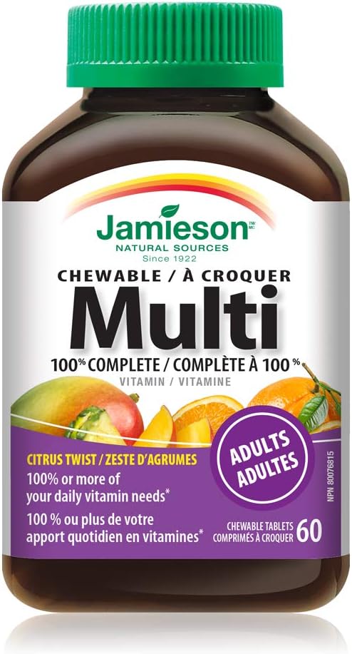 Jamieson 100% Complete Chewable Multivitamin for Adults Citrus Twist Multi 60 chewable tablets