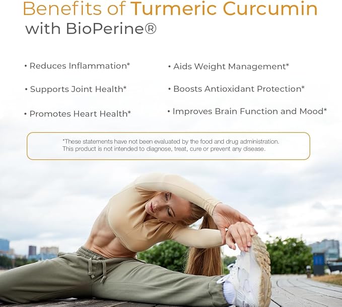 Turmeric Curcumin Supplement with Black Pepper Extract 1500mg – Absorption Supports Joint Health – Non-GMO 120 Vegan Capsules