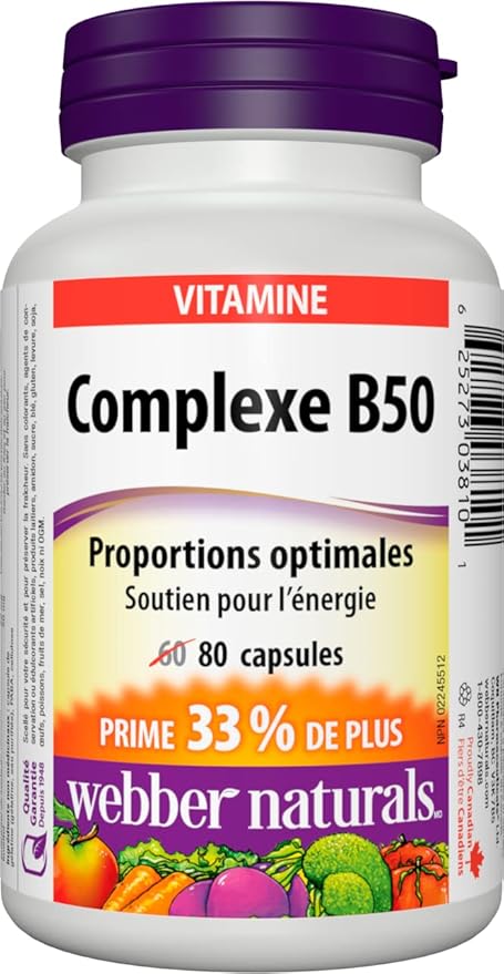 Webber Naturals B50 Complex 50 mg Bonus Size 60+20 caps