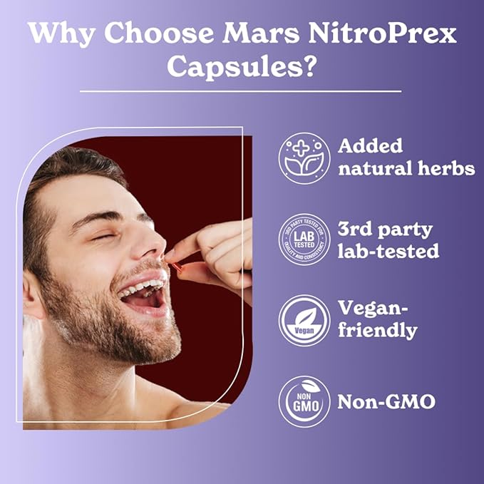 Mars NitroPrex Nitric Oxide Booster Nitric Oxide Supplement with L-Arginine Beetroot &amp Garlic Antioxidant Formula (Pack of 3)