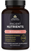 Ancient Nutrition Vitamin B Complex Supplement 8 Balanced B-Vitamins Supports Healthy Energy Levels Adaptogenic Herbs Enzyme Activated Paleo &amp Keto Friendly 60 Capsules