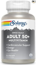 Solaray Once Daily Adult 50+ Complete Multivitamin for Women &amp Men Essential Vitamins &amp Chelated Minerals for Healthy Energy Heart Brain &amp Immune Support With CoQ10 &amp Lutein Iron