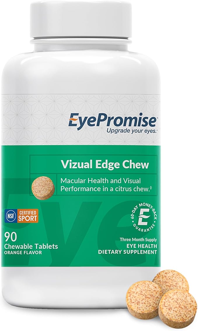 EyePromise Vizual Edge Supplement - 90 Chewable Tablets 90-Day Supply Citrus Flavor - AREDS 2 Eye Vitamin with 20mg Zeaxanthin &amp 10mg Lutein for Vision Quality &amp Clarity