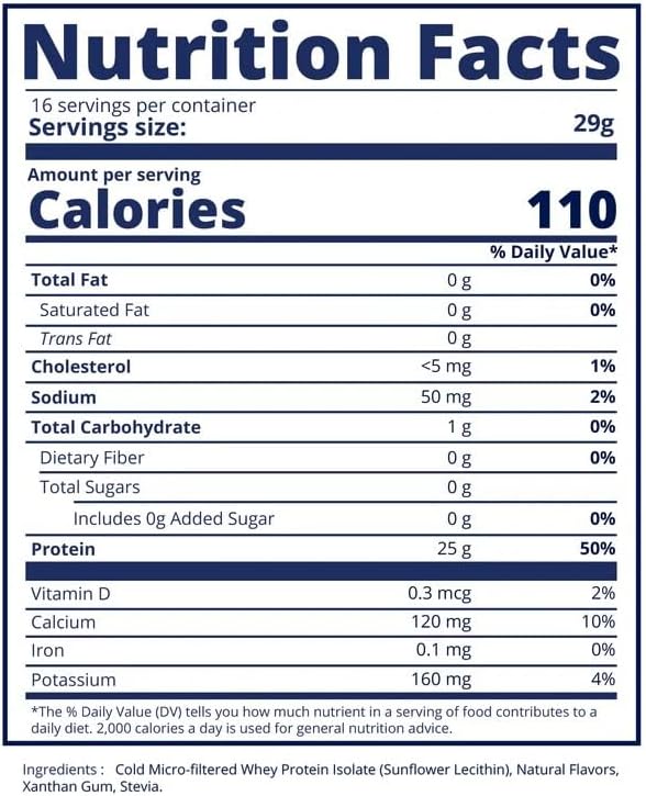 Cold Micro-Filtered Whey Protein Isolate Powder Vanilla 1LB - Grass-Fed Gluten-Free &amp Keto-Friendly Low Lactose - Post Workout Fitness &amp Nutrition for Muscle Recovery