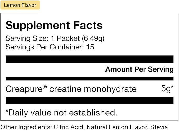 Momentous Creatine Lemon Monohydrate Powder - Creatine Powder - Supports Strength Lean Muscle &amp Recovery for Men &amp Women - NSF Certified for Sport - 6.49 g per Serving - 15 Servings