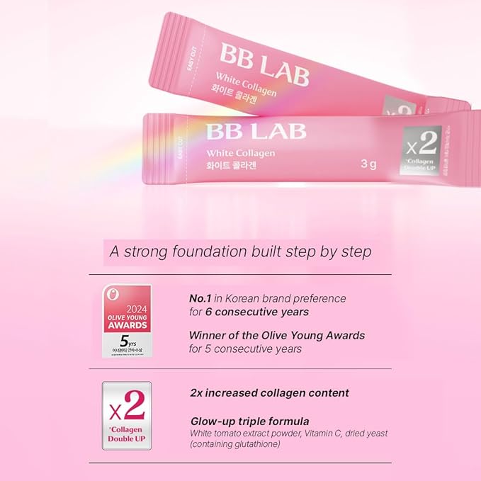 BB LAB White Collagen 2400mg Low Molecular Fish peptide 1000 Dalton Travel Easy On-The-Go Packet Korean Collagen Daily Beauty Routine